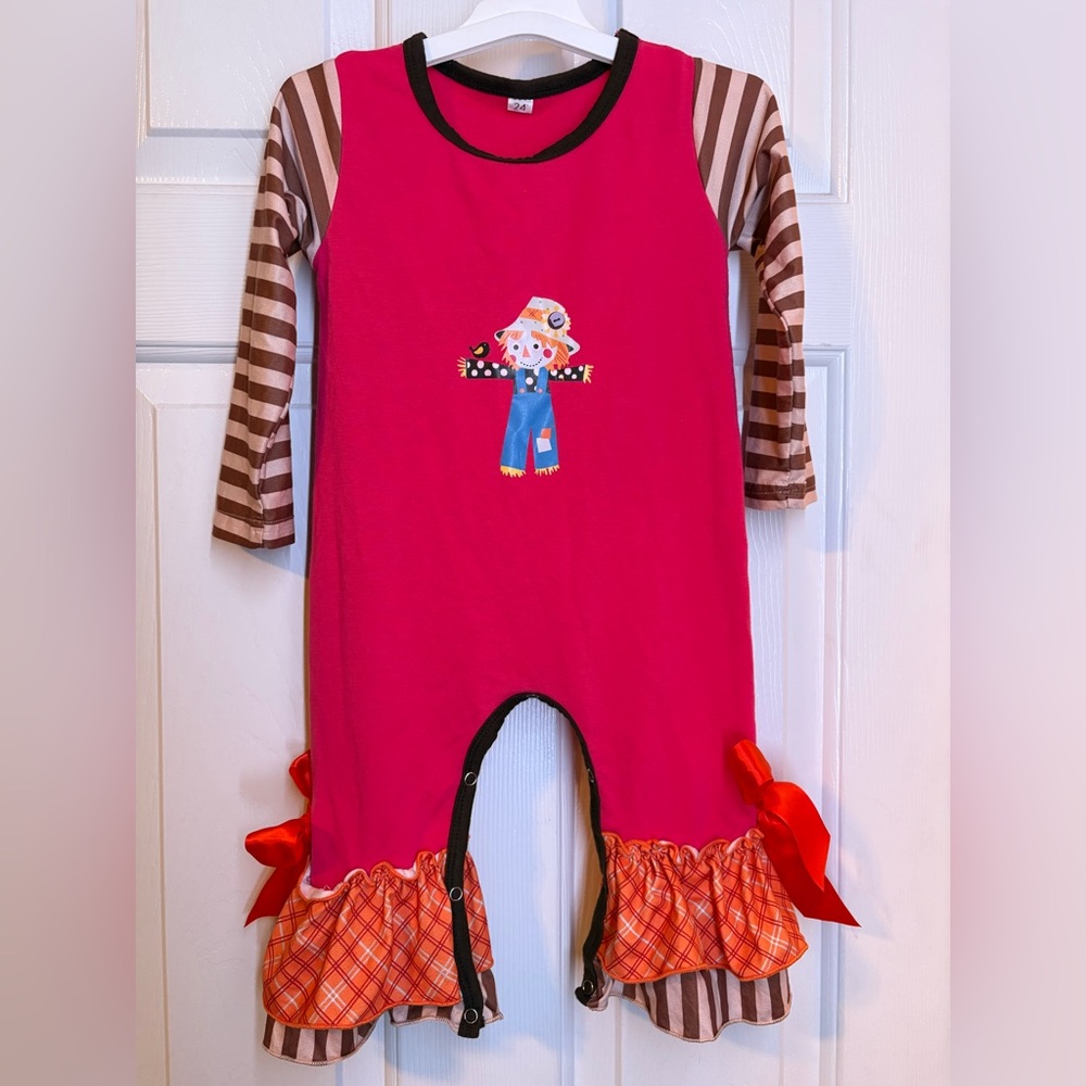 Pink and Brown scarecrow one piece